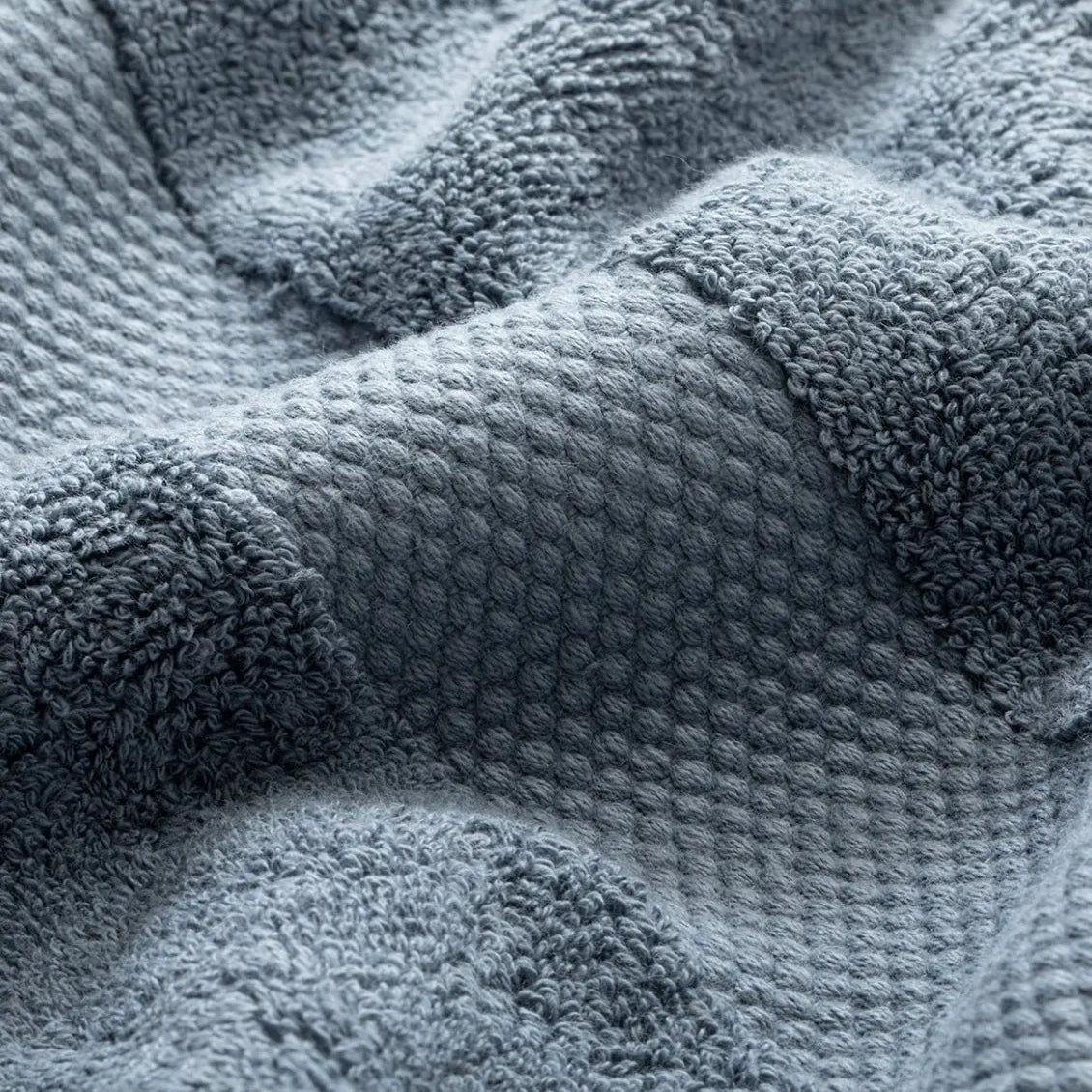 Close-up of a textured bluePremium Turkish Cotton Towel