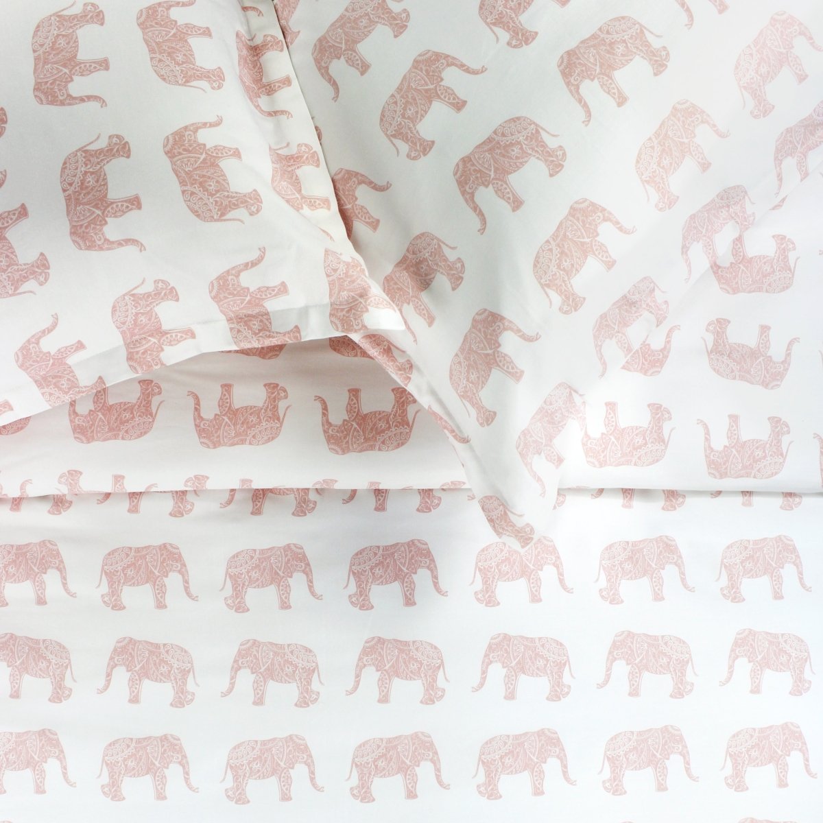 Elephants Duvet Set Pink Detail | Duman Home