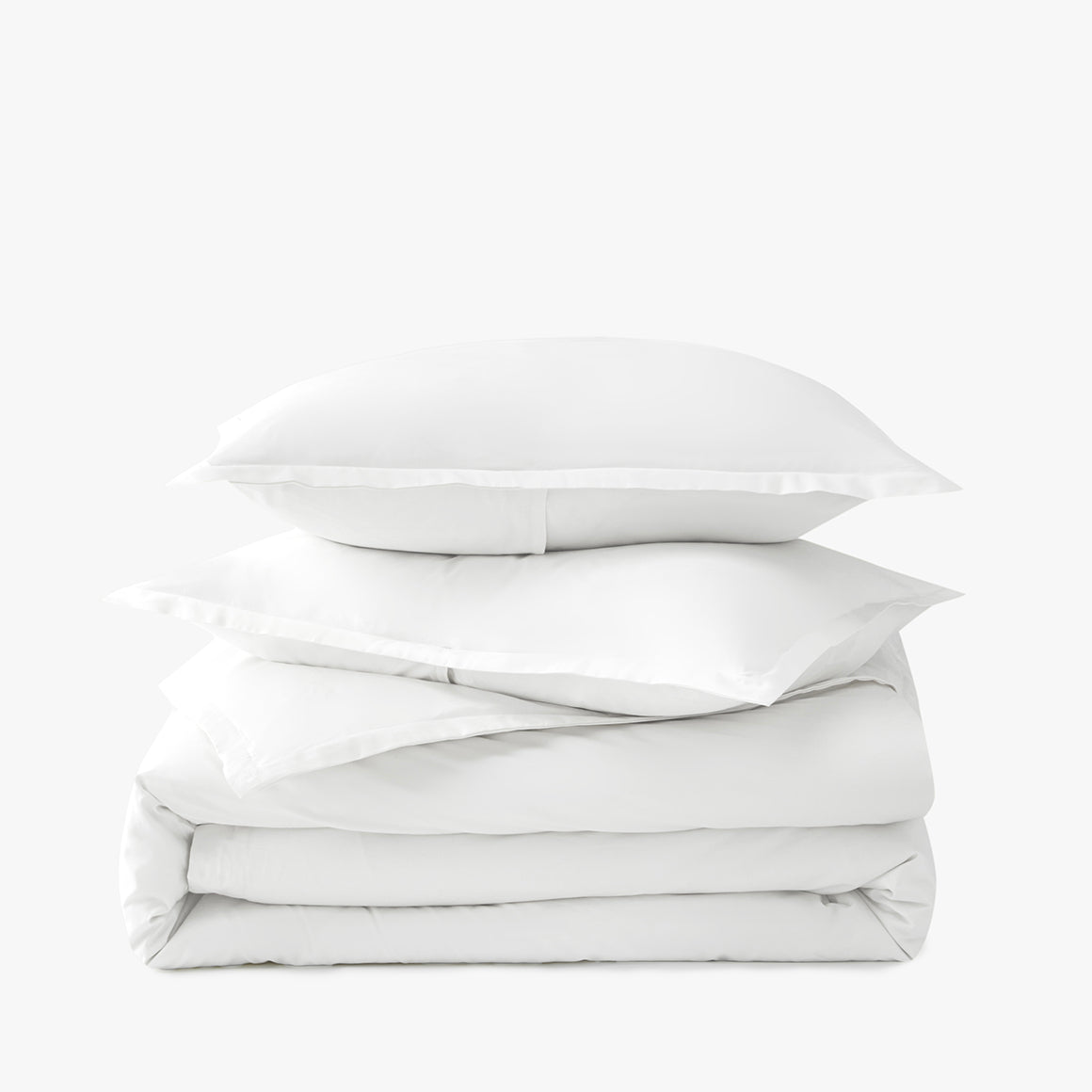 Signature Hemstitch Organic Duvet Cover Set White Color | Duman Home