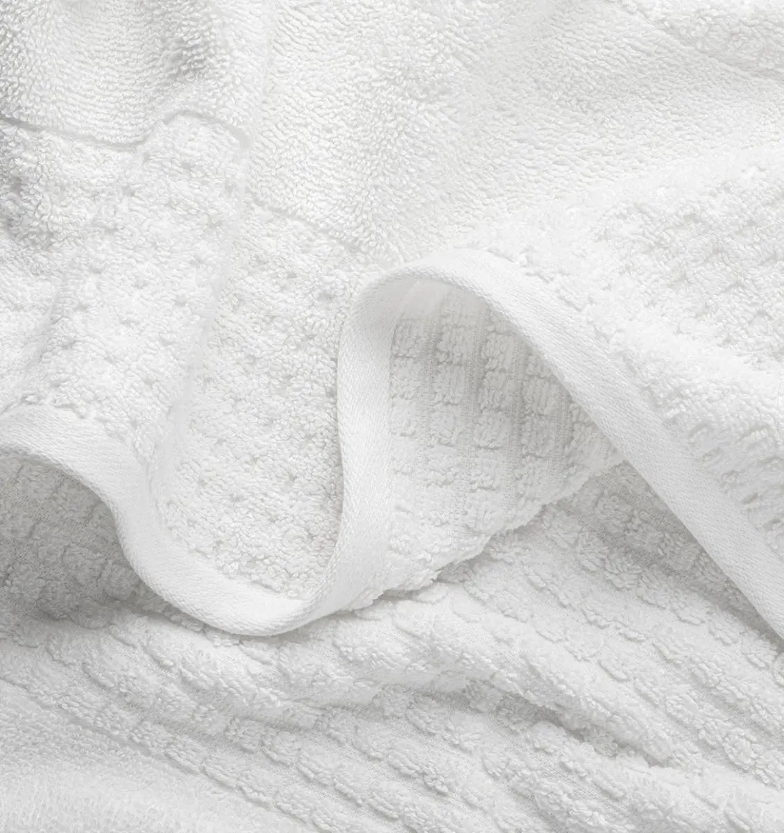 Close-up of white waffle towel fabric