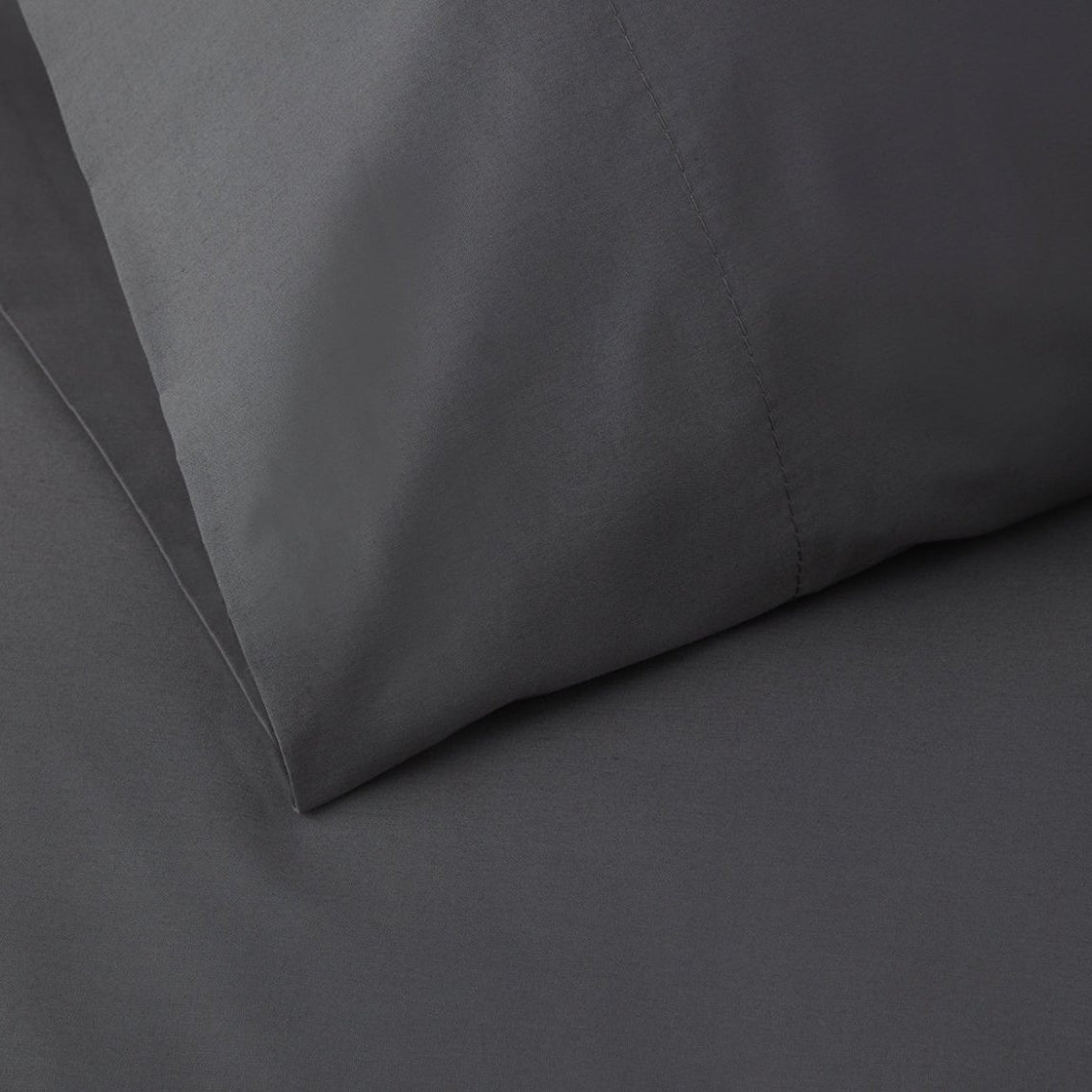 Percale Organic Pillowcase Set Slate Detail | Duman Home