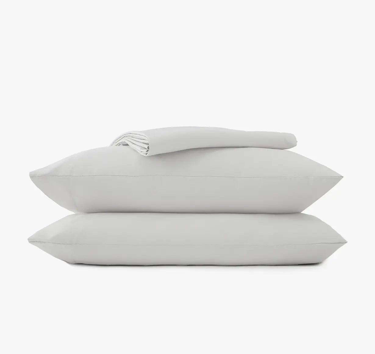 Mist grey stacked pillowcases and sheet set