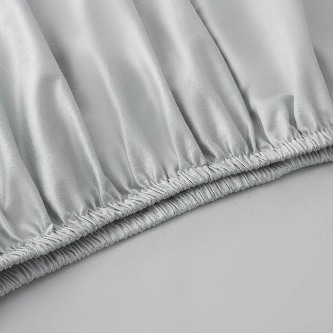 Signature Hemstitch Organic Fitted Sheet Tin Color Detail | Duman Home