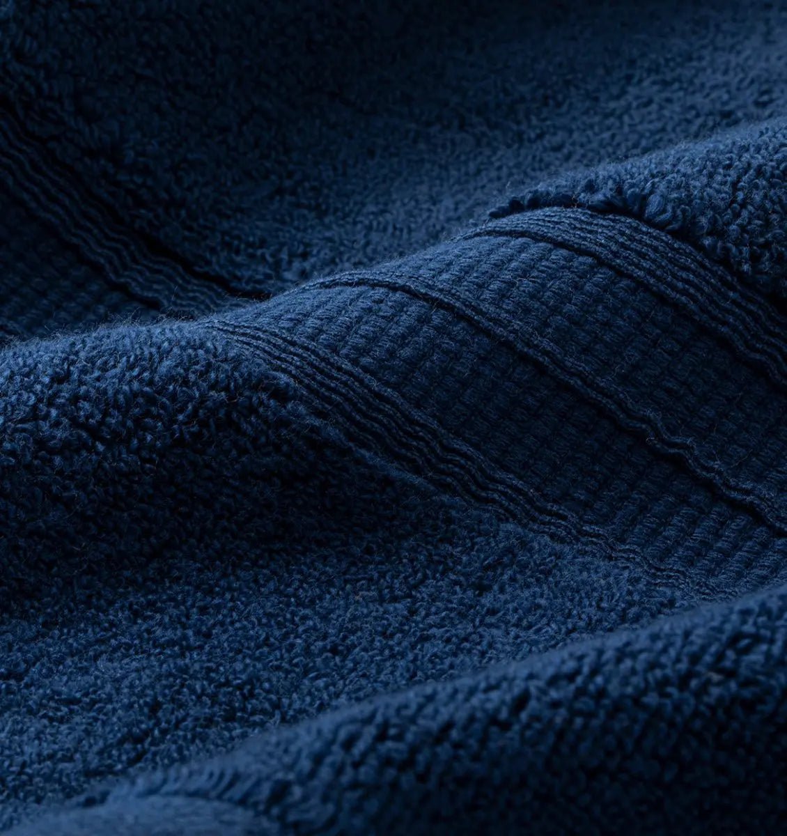 Close-up of a textured blue super-plush towel