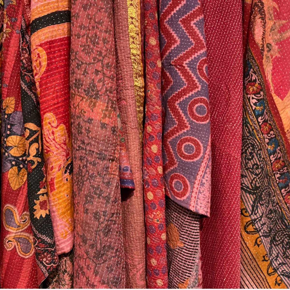 Vintage Kantha Throws Burgundy Options | Duman Home