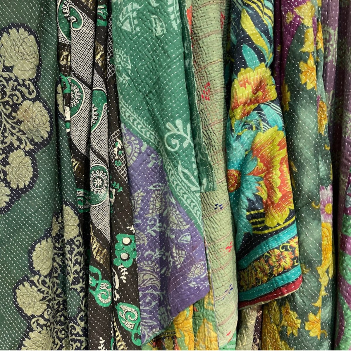Vintage Kantha Throws Green options | Duman Home