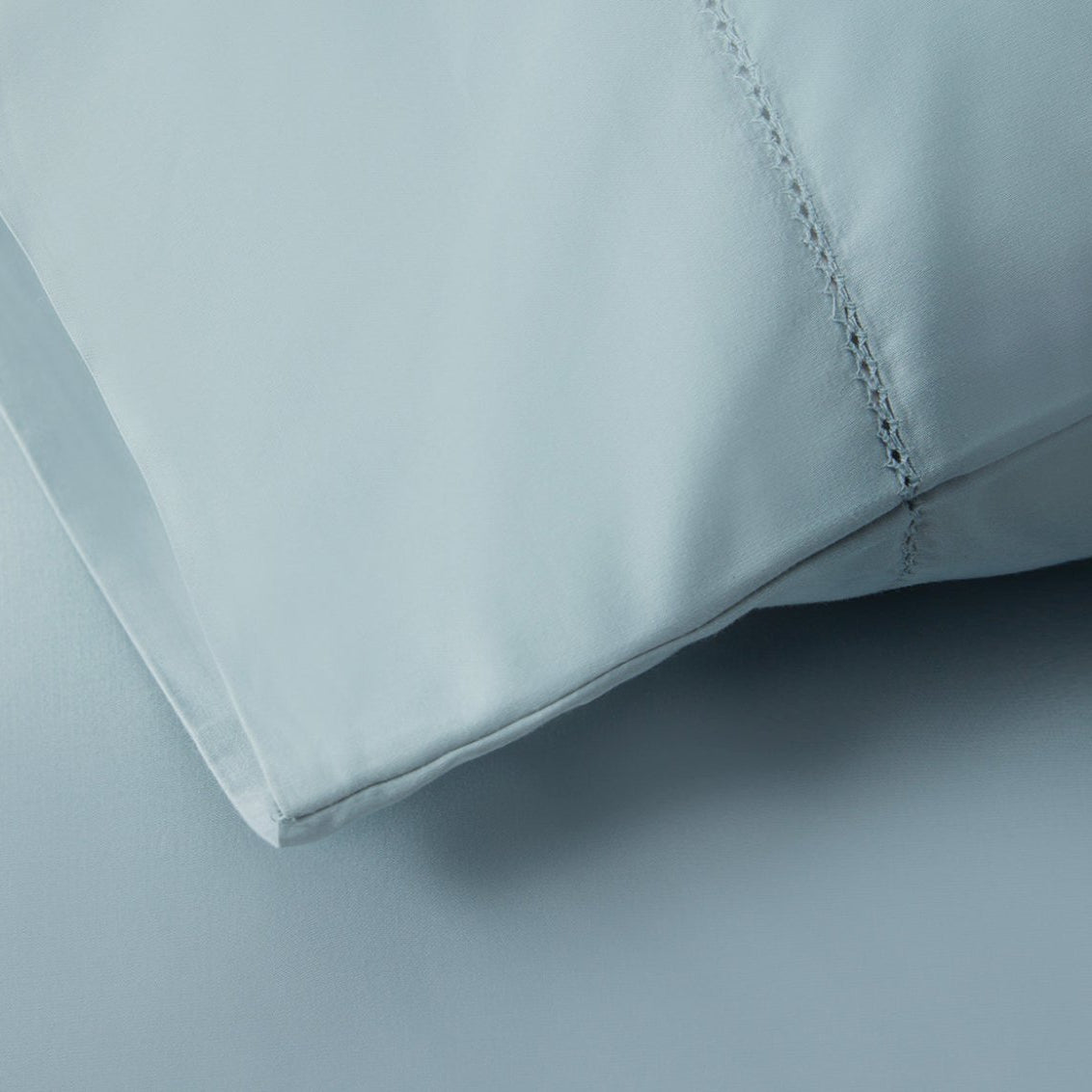 Signature Hemstitch Organic Pillowcase Poolside Detail | Duman Home