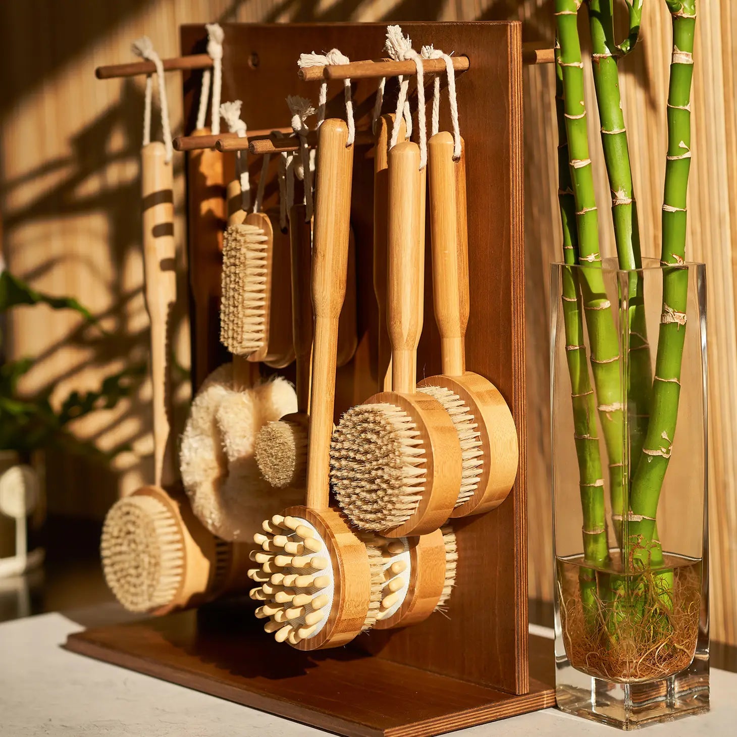 Bamboo Short Handle Bath Brush