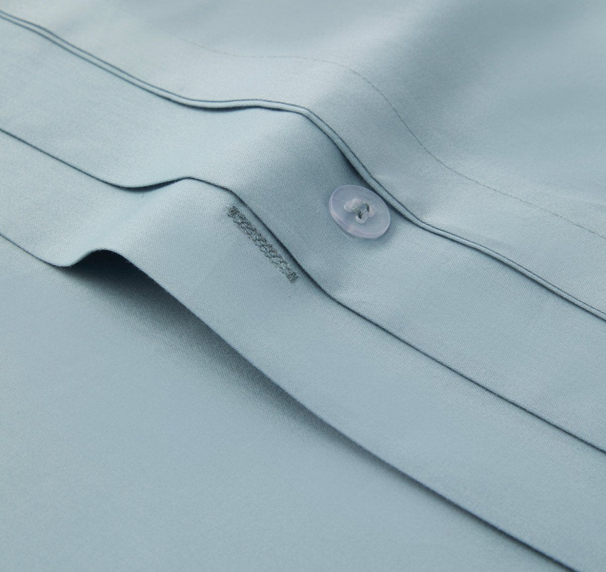 Signature Hemstitch Organic Duvet Cover Set Poolside Color Detail | Duman Home