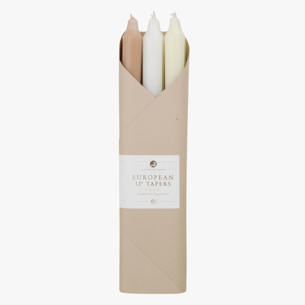 A set of white, beige, and brown tapered candles | Duman Home