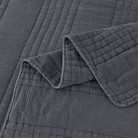 Stone Washed Cotton Charcoal Quilt Set Detail | Duman Home