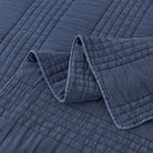 Stone Washed Cotton NavyQuilt Set Detail | Duman Home