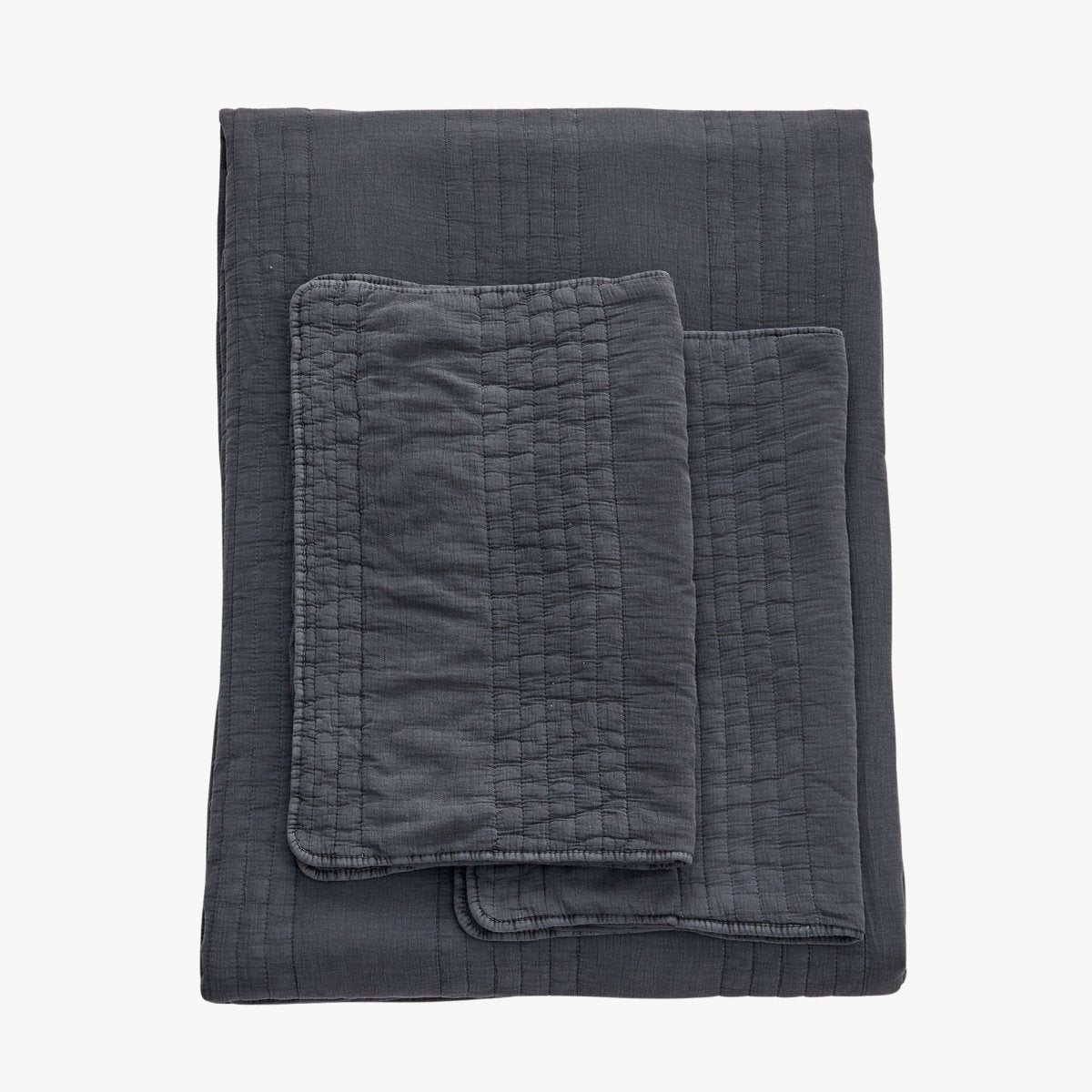 Stone Washed Cotton Quilt Set Charcoal | Duman Home