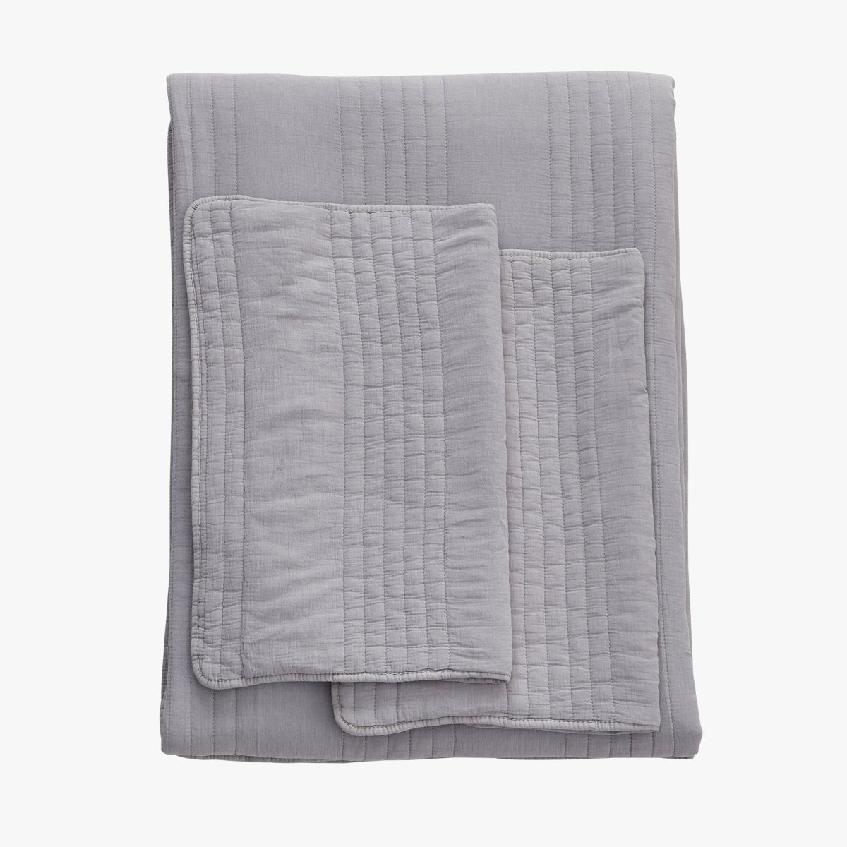 Stone Washed Cotton Quilt Set Light Gray | Duman Home