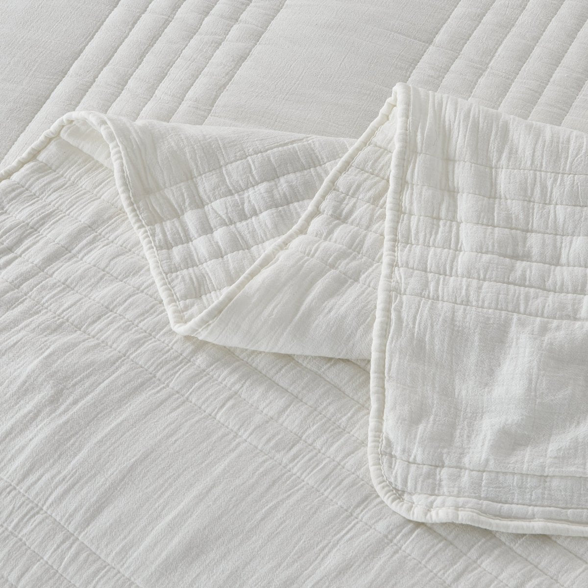 Stone Washed Cotton White Quilt Set Detail | Duman Home