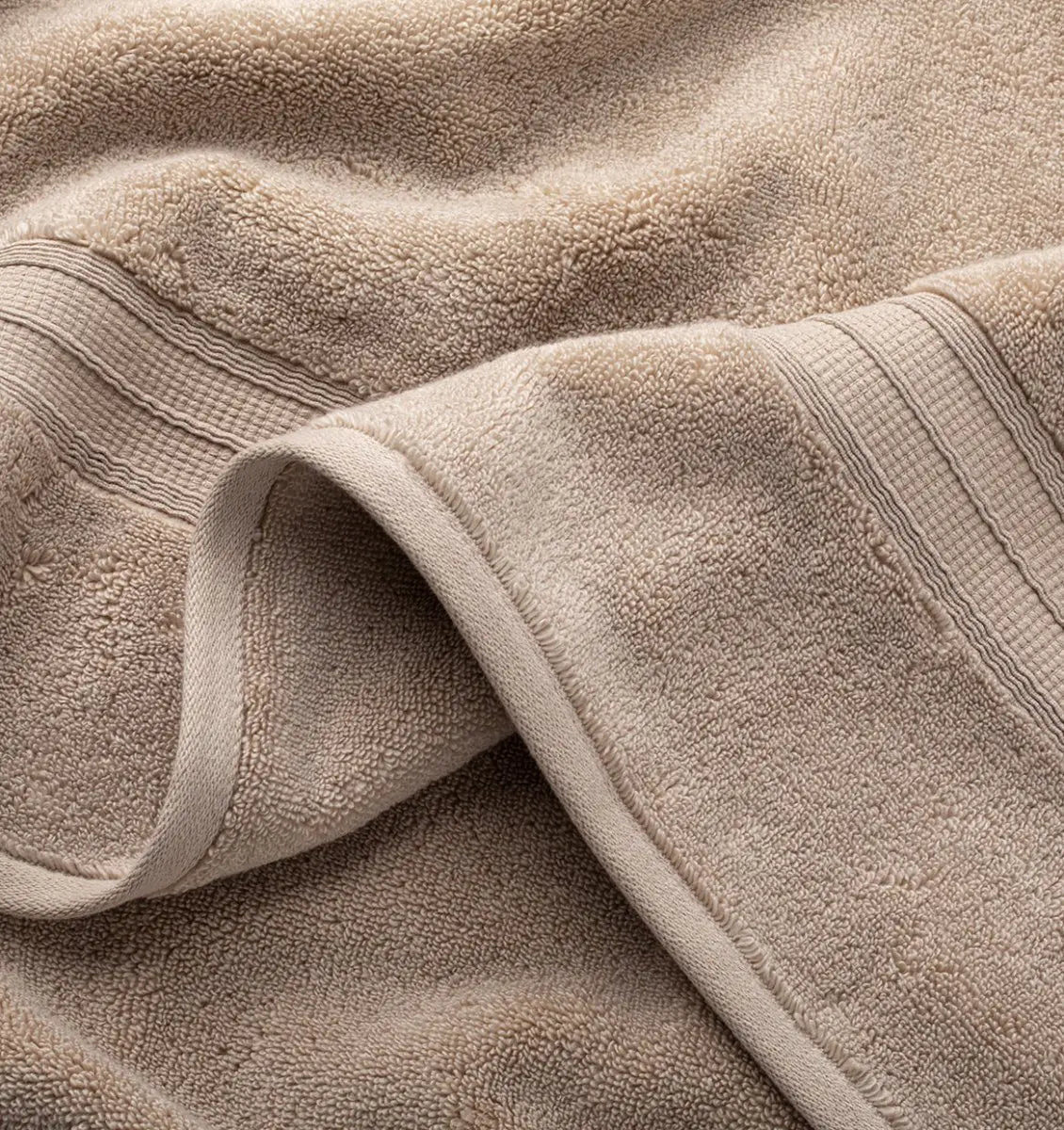 Taupe super plush towel close-up