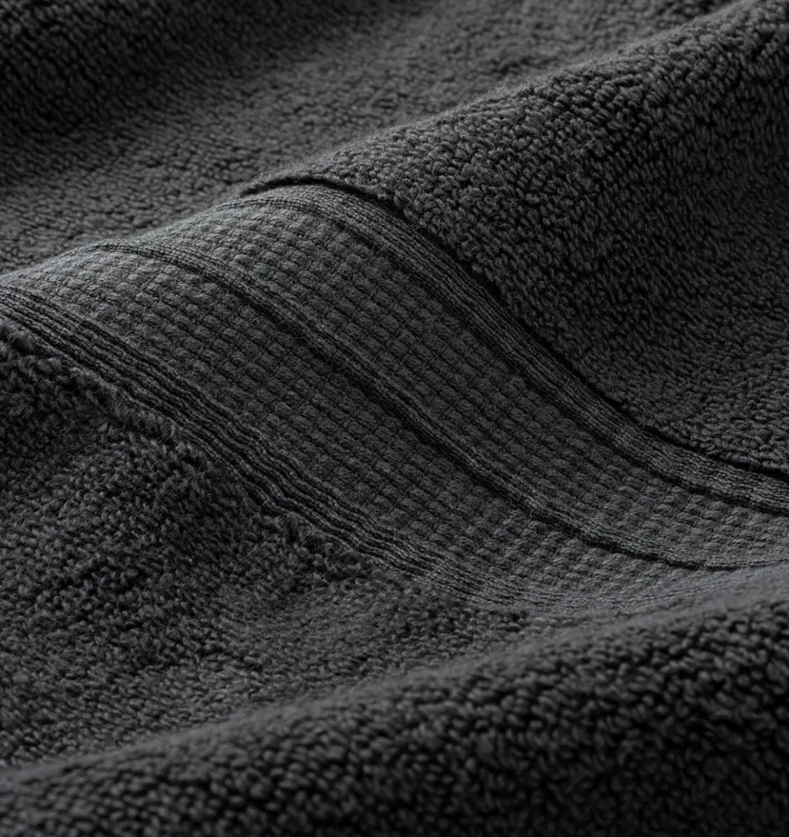 Close-up of dark gray textured super plush towel detail