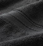 Close-up of dark gray textured super plush towel detail
