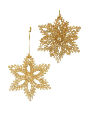 Champagne With Gold Glitter Snowflake Acrylic Ornament
