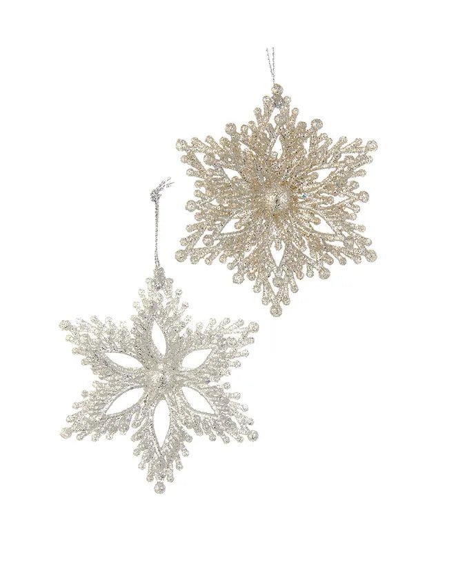 Platinum Glitter Snowflake Acrylic Ornament