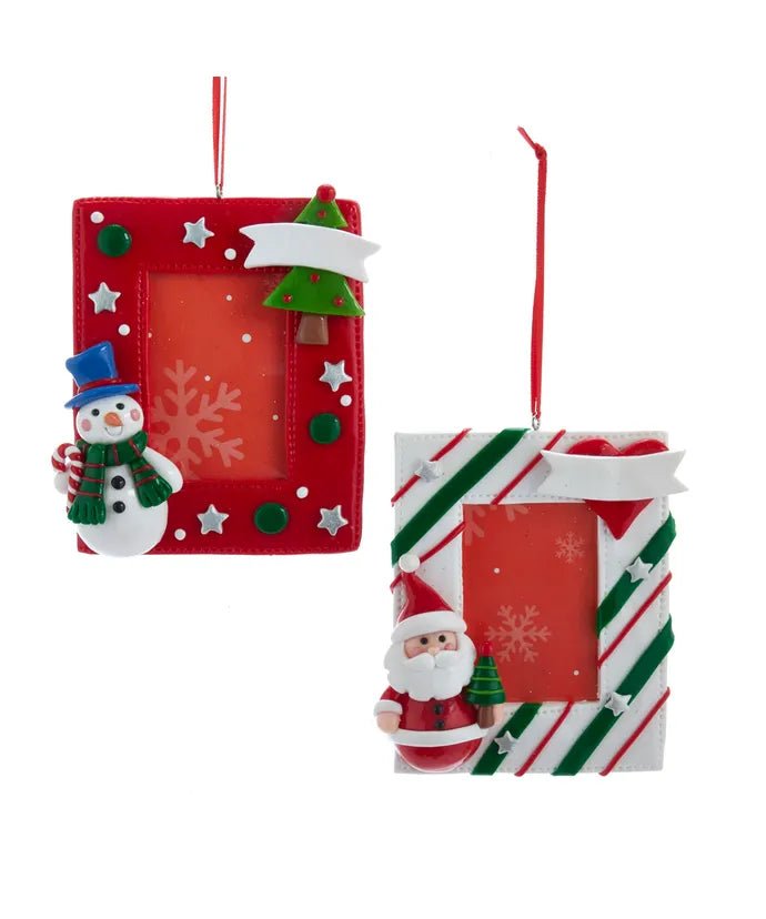 Claydough Santa and Snowman Picture Frame Ornament