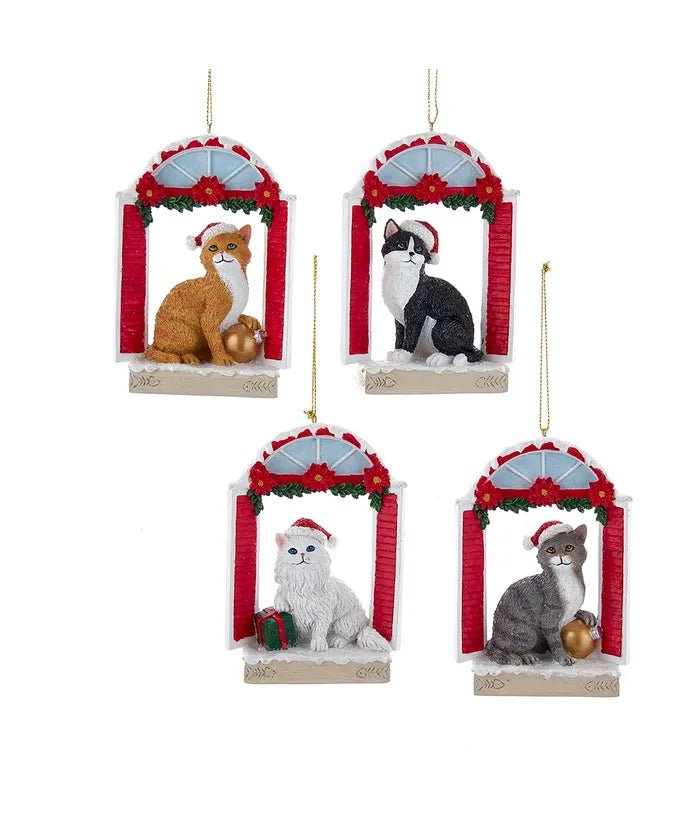Christmas Cat In Window Ornament