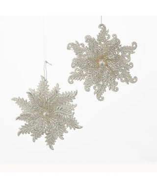 Silver Glitter Snowflake Ornament
