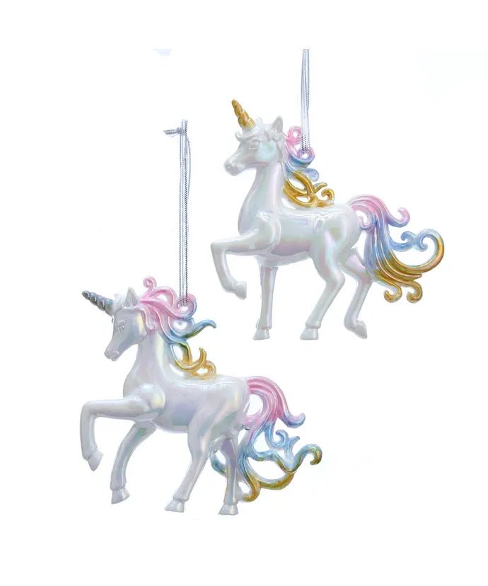 White Iridescent Unicorn Ornament