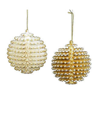 Silver and Gold Pinecone Ball Ornament
