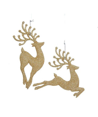 Champagne Gold Diamond Reindeer Acrylic Ornament